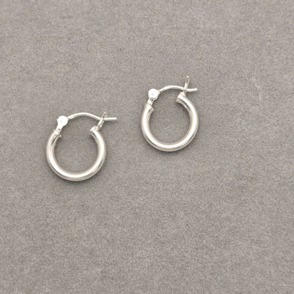 Dainty Silver Hoop Earrings 925 Sterling Fine Jewelry Elegant Minimalist Classic - Picture 3 of 6